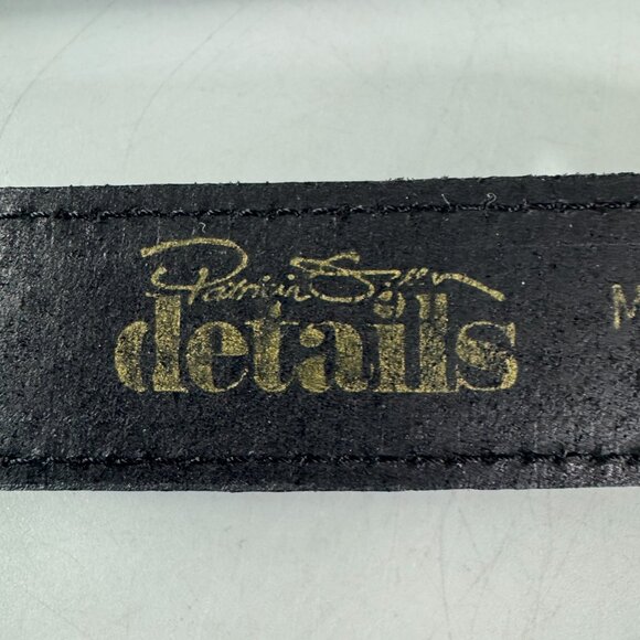 Patricia Green Details Genuine Black Leather & Gold Chains Belt, Women\'s Size M